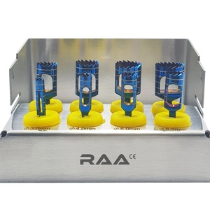 Kit de forets trephines pour implants dentaires, 8 pièces, manuel, en titane bleu, avec porte-fraise, qualité supérieure, garantie 3 ans - Product Image 1