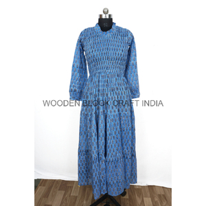 Vestido Largo de Verano para Mujer, Estampado Floral Moderno, Estilo A-Line, 100% Algodón, Mangas Largas, Doble Costura, Ecológico y Transpirable - Product Image 4