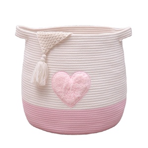 Collapsible <b>Basket</b> Cotton <b>Rope</b>, Large Blanket <b>Basket</b> Laundry Hamper for Throws, Pillows, Blanket OEM Made in Vietnam - Product Image 1