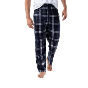 Vente directe d'usine, vêtements de détente pour la maison, pantalon de nuit avec cordon de serrage, coupe décontractée, pantalon de nuit à carreaux pour homme - Product Image 1