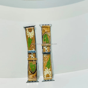 Stylish Handmade Carved <b>Leather</b> Watch Strap Real Hand <b>Tooled</b> Customized Watch Bands Western Cowboy Anniversary Gift for Him - Product Image 3