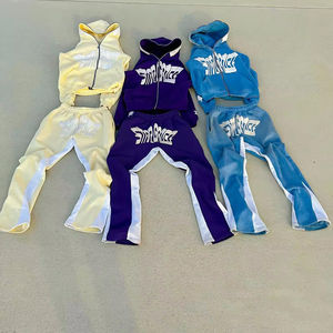 Bas rayé Survêtement de haute qualité Empilé Logo personnalisé Hommes 3d Bouffée Impression Flare Pantalon Empilé Survêtement à capuche Survêtement personnalisé - Product Image 2