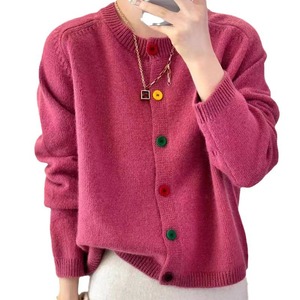 Pull décontracté à manches longues pour femmes avec col rond et boutons colorés - Product Image 2