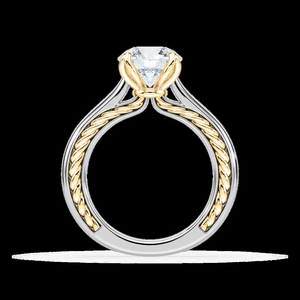 แหวนหมั้นเพชรทรงกลม 1.00 กะรัต เพชรเลี้ยงในห้องปฏิบัติการ ทองสองสี ขาวและเหลือง |   ทองคำแท้ 14K - Product Image 3