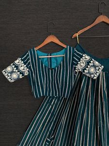 เสื้อเบลาส์ lehenga choli ผ้าฝ้ายพื้นเมืองอินเดียเย็บปักด้ายใส่ทำงานแต่งงาน - Product Image 5