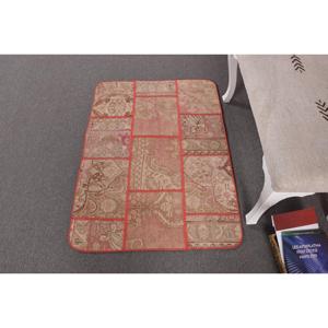 Vintage Small Rug 2.7x3.7 ft, Red <b>Brown</b> Camouflage Rug <b>Wool</b> - Product Image 1