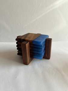 Premium Handmade Resin and Wood <b>Coaster</b> <b>Set</b> Artistic Blend of Natural Wood and Epoxy for Elegant Tabletop Decoration - Product Image 2