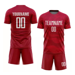 Uniforme de football sublimé personnalisé, couleur rouge foncé, maillot et short de football Votre propre équipe de conception, portez des uniformes de football - Product Image 1