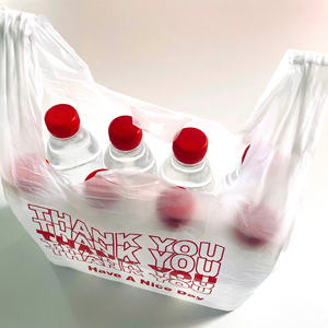 Sac en plastique T-shirt avec logo imprimé merci sac en plastique pour l'alimentation de supermarché, taille personnalisée - Product Image 2
