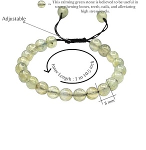 Soha ágata Natural Prehnita 8 mm cristal ajustable pulsera piedras preciosas joyería Cruz Animal amor Hada para meditación Reiki bajo - Product Image 5
