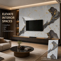 Panneau mural en PVC brillant MORLENX gris clair, charbon, or, marbre UV pour la décoration intérieure moderne des hôtels et bureaux