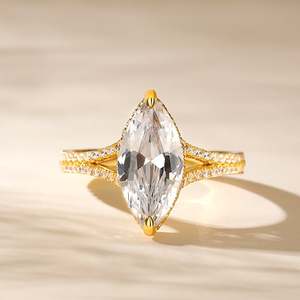 Bague de promesse Jeulia en argent sterling plaqué rhodium avec moissanite taille marquise - Product Image 5