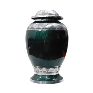 Urnas modernas de cremación de aluminio para adultos con hermoso acabado de Peltre y esmalte negro para funerales y almacenamiento de cenizas - Product Image 1