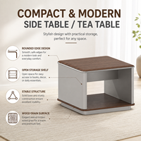 Table basse carrée minimaliste pour petits appartements, table basse moderne minimaliste 60x60cm finition rouge noyer gris