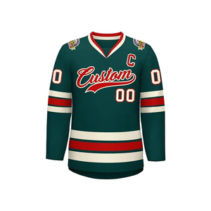 Maillot de hockey sur glace personnalisé 100% polyester Vêtements de sport imprimés avec numéro Maillot de hockey sur glace respirant Service OEM - Product Image 3