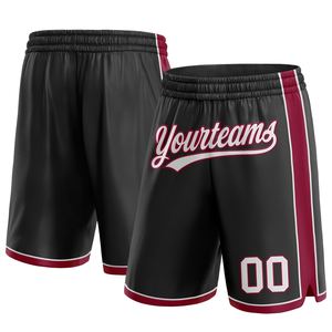 Industrie Direct Engro Sportswear Pantalones cortos de baloncesto Custom Black White-Maroon Authentic Basketball Shorts - Product Image 1