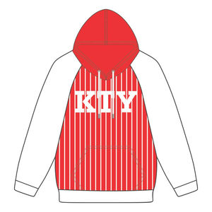 KAP Grey Pullover Hoodie Red Raglan Sleeves Pinstripes Mezcla de algodón Greek Fraternity Apparel Divine Nine HBCU Greek Merch - Product Image 2