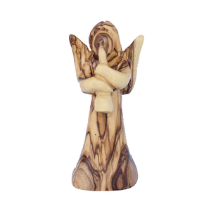 Estatua Clásica Decorativa Hecha a Mano con Madera de Olivo Sostenible, Ángel Sosteniendo un Cordero, Adorno Navideño para Pared - Product Image 1