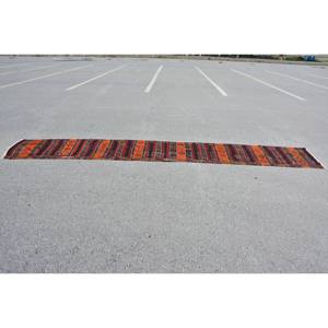 Vintage 24x14.6ft Turkish Wool Rug Traditional Orange and Red Flat Weave with Patchwork Pattern for Living Room Decorations - Product Image 4