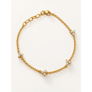 Pulsera de tenis de oro de 14k con triple diamante y perla - Regalo de estilo religioso - Product Image 1