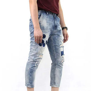 Nouvelle conception personnalisée à la mode motif solide de haute qualité 100% coton Denim pantalon respirant tricoté à bas prix bas quantité minimale de commande pantalon - Product Image 5