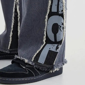 Unisex Custom Regular High Heavyweight <b>Trousers</b> Wide Leg Track Sweatpants Cotton Acid Wash Sun Fade Painted Straight <b>Flare</b> High - Product Image 2