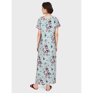 Evolove – Robe de nuit longue décontractée en rayonne imprimée pour femme, super confortable, taille élastique, du XS au 3XL, pour l'été, gris-vert - Product Image 4