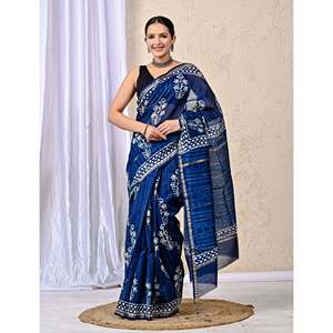 Sari de Chanderi con Estampado Floral y Blusa para Fiestas - Product Image 3