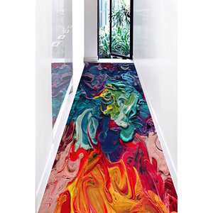 Tapis imprimé : Tapis moderne, coloré et antidérapant pour salon, avec poils doux - Product Image 4