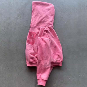 Nueva llegada logotipo personalizado francés Terry peso pesado bordado Sudadera con capucha lavado ácido sol se desvaneció Zip up Vintage Oversize Hoody para hombres - Product Image 6