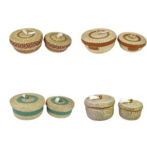 Ensemble de boîtes de rangement en coton certifié et en jonc de mer cousu pour l'organisation de la maison Fournisseur fiable pour le rangement à domicile et au bureau - Product Image 1