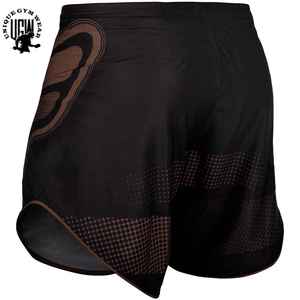 Shorts de combat MMA personnalisés imprimés par transfert thermique, haute qualité, séchage rapide, écologiques, respirants, polyester/coton, logo frontal - Product Image 6