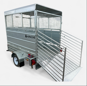 Remorque de transport pour petits animaux de qualité supérieure, 8 pi x 5 pi, avec rampe de chargement arrière clôturée - Product Image 3