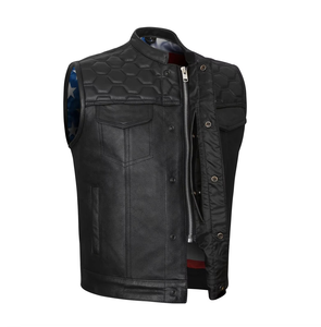 Haute qualité hommes élégant nouveau Design en cuir Biker gilet respirant coupe-vent fermeture à glissière Offre Spéciale moto moto gilet - Product Image 1