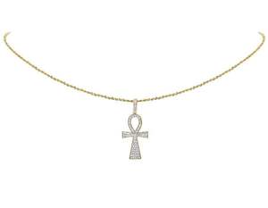 Colgante de Cruz de diamante de moissanita plateada, joyería de estilo religioso hip hop personalizable para ropa de boda, chapado en oro rosa - Product Image 3