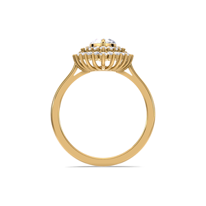 Elegante anillo de compromiso con doble halo de diamantes marquise de 1.51 quilates en oro amarillo, blanco y rosa de 18 quilates. - Product Image 3