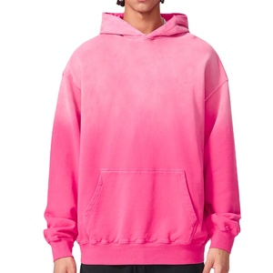 Sudadera con capucha deportiva de algodón 100% de 420 g, de peso pesado, holgada, lisa, con efecto desgastado por el sol y lavado especial, estilo streetwear con hombros caídos para hombre - Product Image 1
