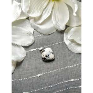 Navajo Handmade Sterling Silver Pendant with White Buffalo Bezel Setting Inlay - Product Image 3