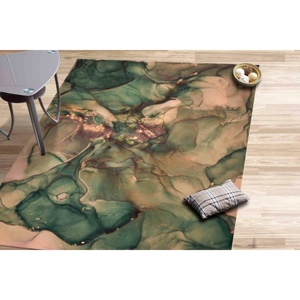 Tapis en marbre vert et brun : Tapis de luxe antidérapant, avec poils doux - Product Image 1
