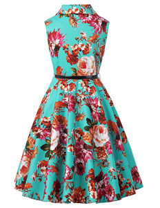 Grace Karin-vestido <span class=keywords><strong>Retro</strong></span> de verano <span class=keywords><strong>para</strong></span> niña, traje Vintage sin mangas con cuello de solapa y lunares, CL009000-5 de fiesta <span class=keywords><strong>para</strong></span> niño - Product Image 2