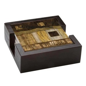 Juego de 4 Posavasos de MDF con Diseño Impreso Multicolor Azul Verde, Decoración para Hoteles y Restaurantes, Portátiles - Product Image 6