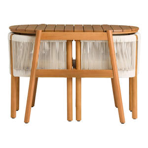 Premium Grade Modern Solid Teak Weather Resistant Outdoor Dining <b>Table</b> Set Rope Chairs for Hotel Balcony Patio Resort <b>Garden</b> - Product Image 3