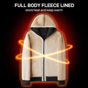 Sweat à capuche en polaire sherpa pour homme, doux, confortable, thermique, avec capuche réglable pour un usage décontracté en hiver - Product Image 2