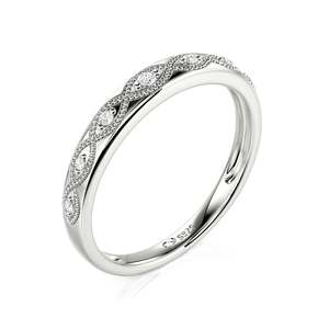 Anillo de Boda de Media Eternidad Personalizado en Oro de 14K con Piedras Talladas de Claridad VS - Product Image 2
