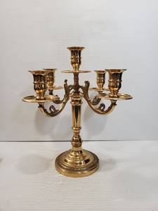 Vintage Candelabra Candle <b>Holders</b> 5 Arm Candelabras Candelabra Perfect for Wedding Vintage <b>Brass</b> Candle <b>Holder</b> Table Display - Product Image 2