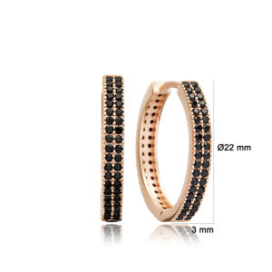 Pendientes de Aro con Circonita Negra, Joyería Fina Turca, Joyería Artesanal de Plata de Ley 925 al por Mayor - Product Image 1