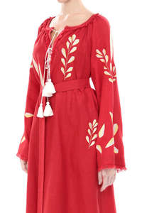 Nuevas mujeres bordadas mangas completas cuello en V Boho moda hecha a mano Ucrania vestidos largos completos - Product Image 2