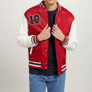 Chaqueta Varsity de Invierno con Cuello Alto, Manga Regular, Cierre de Cremallera, Logotipo Bordado, Satén de la Mejor Calidad, Proveedor OEM - Product Image 3