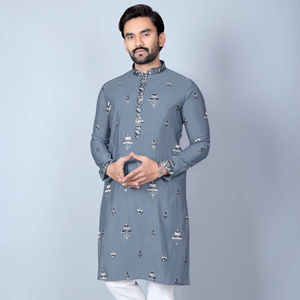 Ropa Festiva Tradicional: Kurta de Seda Chanderi para Hombre con Pijama de Algodón - Product Image 1