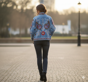 Veste en velours brodée Suzani réversible, écologique, décontractée, pour l'hiver, design respirant pour femmes - Product Image 2